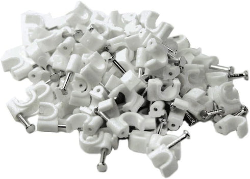 QualGear 6mm Cable Clips, White, 100 Pack, CC1-W-100-P