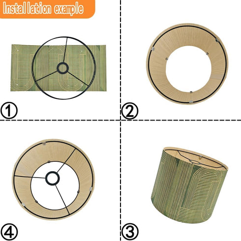 Generic 11.8 9Inch Rustic Bamboo lampshade, Decorative Unique Geometric Green Figure, ideal for floor and table lamps