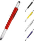 DUNBONG Metal Multi Tool Pen - 6-in-1 Stylus Pen with Screwdriver, Ballpoint Pen, Level, and Ruler in Red