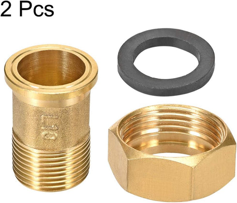 uxcell Brass Pipe Fitting, Hex Nipple, G3/4 Male X G1 Female Threaded Connector, Water Meter Coupling 49mm Length, 2Pcs