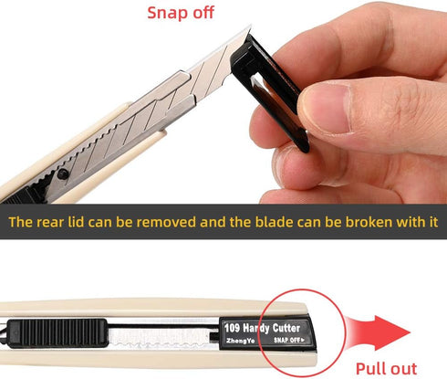 Gift Wrap Cutter Retractable Box Cutter, 3 Pcs Lockable Blade Knives + 30 Pcs 9mm Snap Off Blades