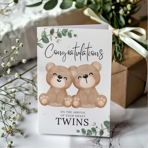 Congratulations Twins Greeting Card - New Baby Announcement