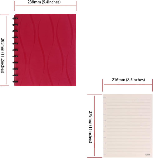 Eagle Discbound Notebook, Letter Size, Customizable Arc Notebook, Poly Plastic Cover, 60 Sheets Ruled Pages