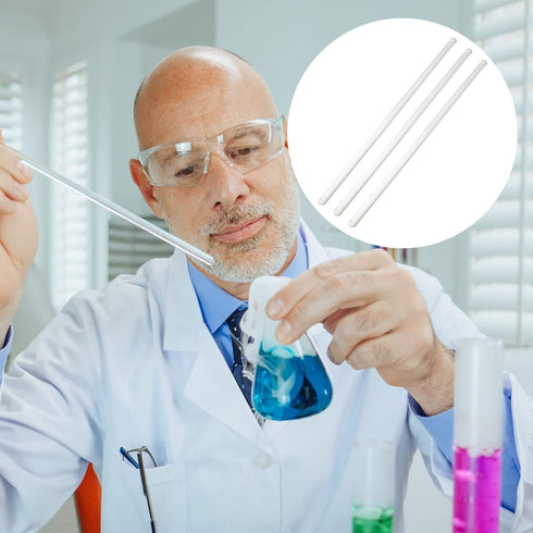 iplusmile 3pcs Lab Tools Lab Glassware Drain Tool Laboratory Equipment Laboratory Glassware Transparent Stirring Stick Solid Glass Mixer Round Stirring Rod Mixing Cup Glass Rod Burette