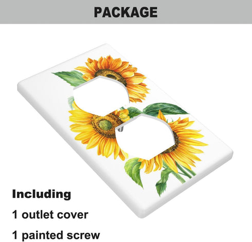 Pznen 1-Gang 4.5x2.76 Inch Watercolor Sunflowers Bouquet Outlet Covers, Yellow Floral Duplex Receptacle Wall Plate