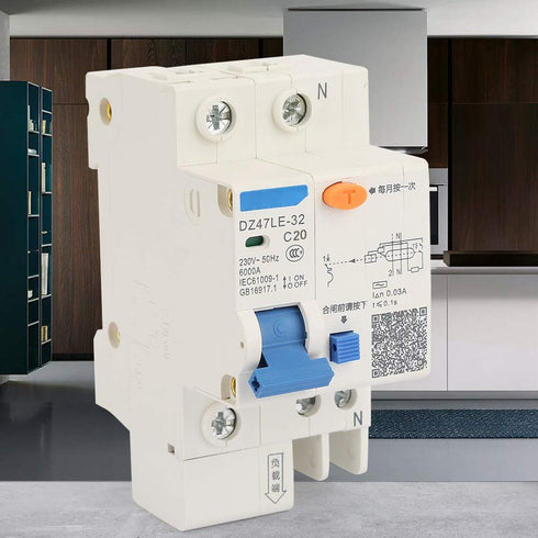 YWBL-WH DZ47LE-32 Circuit Breaker 1P+N 16A 20A 230V Earth Leakage Safety Overload Protection (20A)