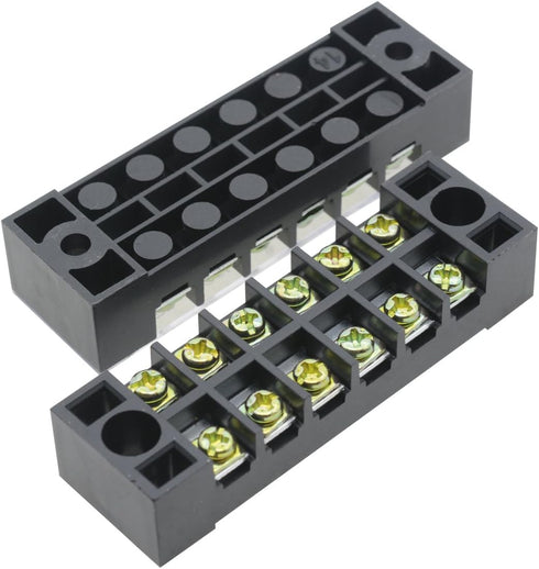 YXQ 600V 15A 6 Positions Double Row Screw Terminal Barrier Strip Block and 15A 6 Positions Jumper Strip