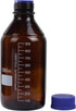 4 Pieces Amber Glass 1000 mL Graduated Round Lab Reagent Media/Storage Bottles with GL45 Blue Screw Cap