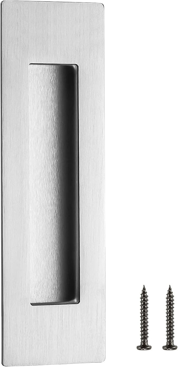 Ravinte 1 Pack Brushed Nickel Sliding Closet Door Handles, 7in Length Recessed Finger Pulls for Barn Door