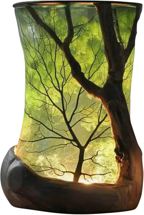 Forest Nature-Inspired Vintage Lantern 6.3'' Table Lamp for Bedrooms, Branches Night Light,