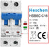 Miniature Circuit Breaker HSB6C 16Amp Current 2 Pole Type C 6kA Breaking Capacity Din Rail Mounting
