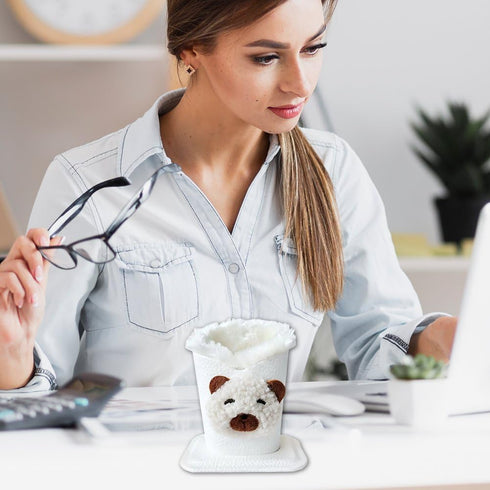 Hfppkn Eyeglass Holder, Pu Leather Glasses Display Stand Plush Lined with Base for Desks, Nightstands