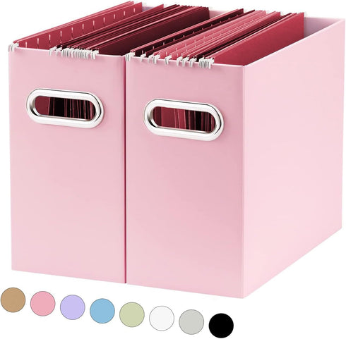 Oterri File Organizer, Pink - Small Storage Box, Collapsible File Folder Organizer for Letter Size, Portable
