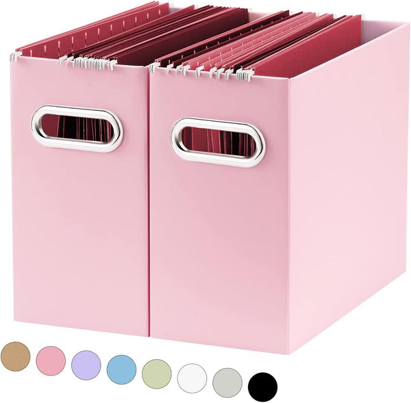 Oterri File Organizer, Pink - Small Storage Box, Collapsible File Folder Organizer for Letter Size, Portable