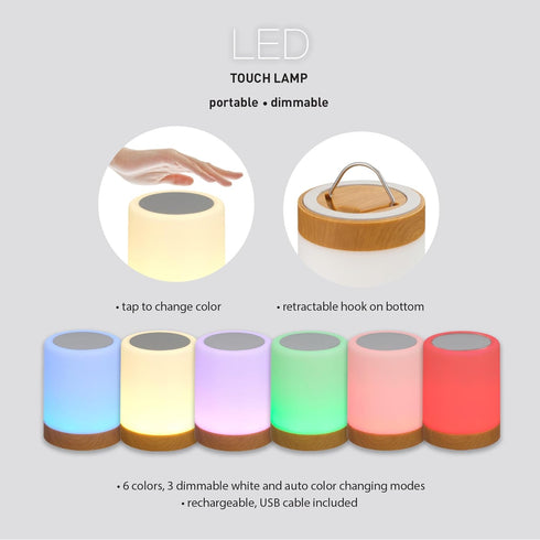 Rechargeable Multicolor Touch Lamp with USB Cable