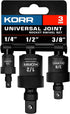KORR Tools KSS007 3pc Impact Grade Universal Joint Swivel Socket Set 1/4-Inch, 3/8-Inch, 1/2-Inch Drive by KORR