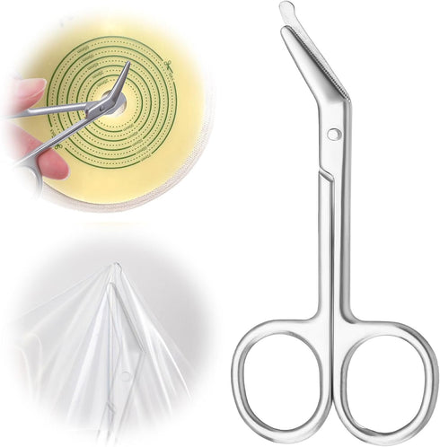 YBEATY 2 Pcs Ostomy Scissors Stainless Steel Curved Scissors Urothrostomy Surgical Nursing Bandage Supplies for Doctors