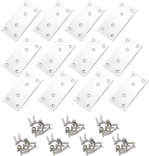 12Pcs Flat Mending Plates, 4" x 2" Flat Straight Brace Bracket, Heavy