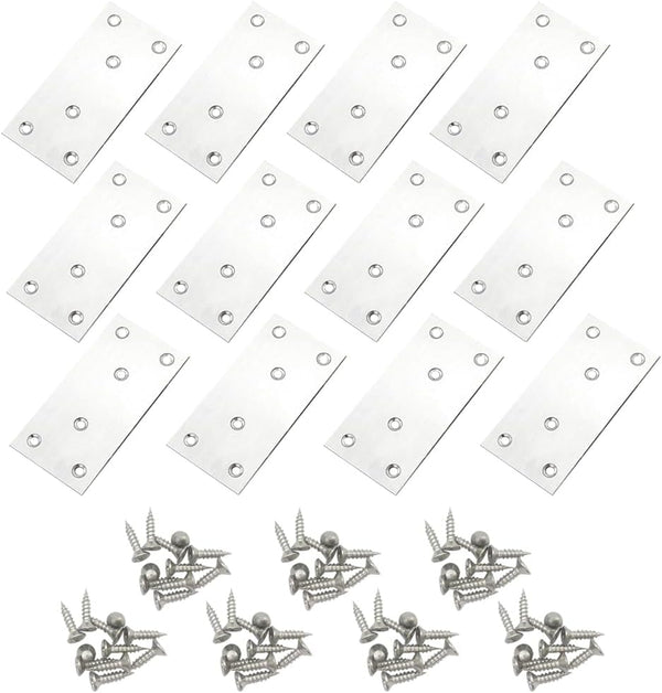 12Pcs Flat Mending Plates, 4" x 2" Flat Straight Brace Bracket, Heavy