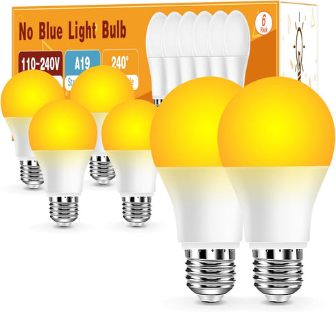Neporal Amber Light Bulbs, 9W, 60W Equivalent, A19, Soft, Blue Light Blocking,