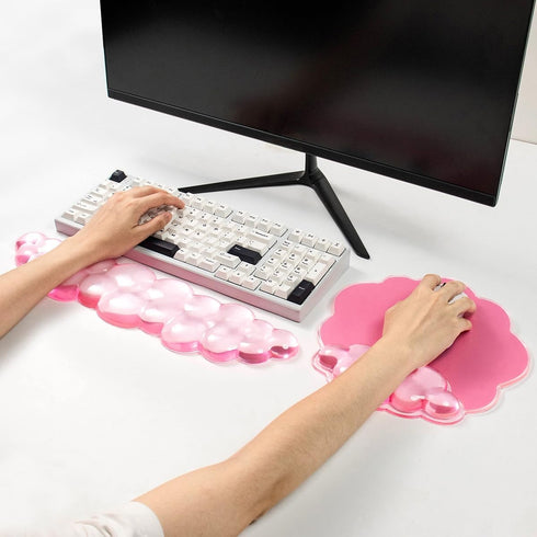 Pink Cloud Gel Wrist Rest for Keyboard and Mouse, Ergonomic Mouse Pad with Wrist Support Non-Slip Base for Typing Pain