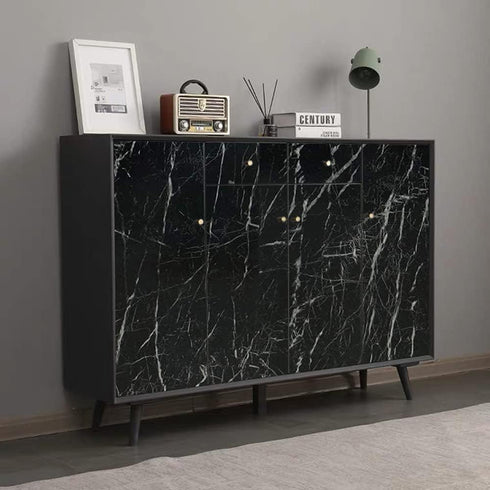 Yancorp Black Peel and Stick Wallpaper - Marble Counter Top, Self Adhesive Backsplash, Black Stripes (11.8" x 78.7")