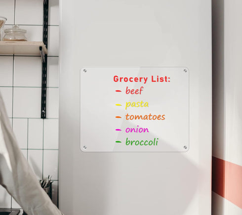 Magnetic Dry Erase Board for Refrigerator, Clear Acrylic Note Board, 14.2"x11" for Home and Office Use
