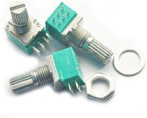 HiLetgo 10pcs Double-Joint 6 Pin 09 B50K Potentiometer for Audio Amp with Nut