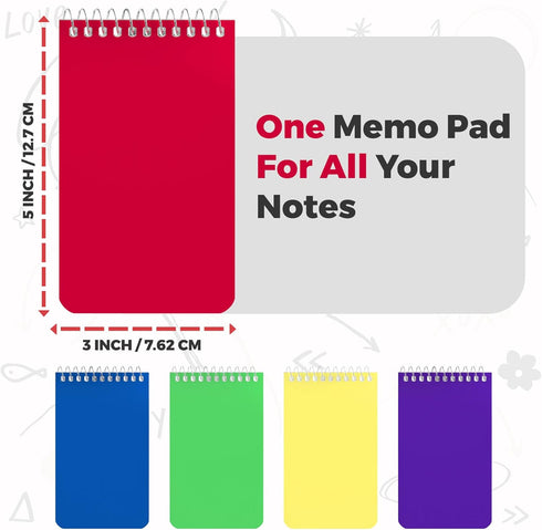 Small Notebooks, Spiral Notepads 3x5 - (Pack of 10), Pocket Memo Pads for Home, Office, College, School - 75 Sheets Each