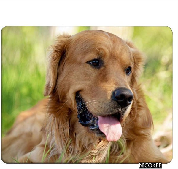 Dog Gaming Mousepad, Golden Retriever Theme Mouse Pad for Computer Desk Laptop Office 9.5 X 7.9 Inch Non-Slip Rubber