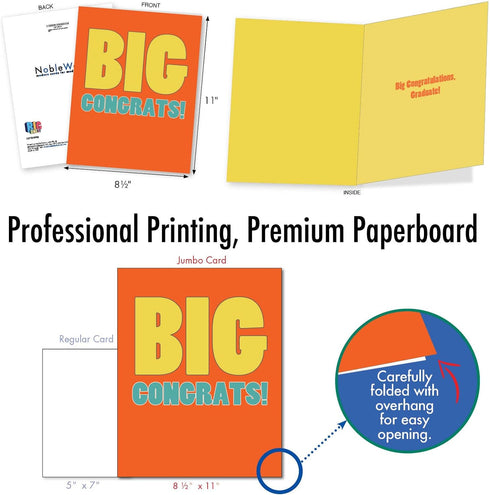 NobleWorks Jumbo Funny Graduation Card - 8.5 x 11 Inch Humor Notecard for High School, College Graduates