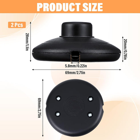 PEOVLVN 2 Pack Foot Pedal Switch, Floor Foot Switch for Lamp Round Black Inline Lamp Switch Replacement Foot Controls