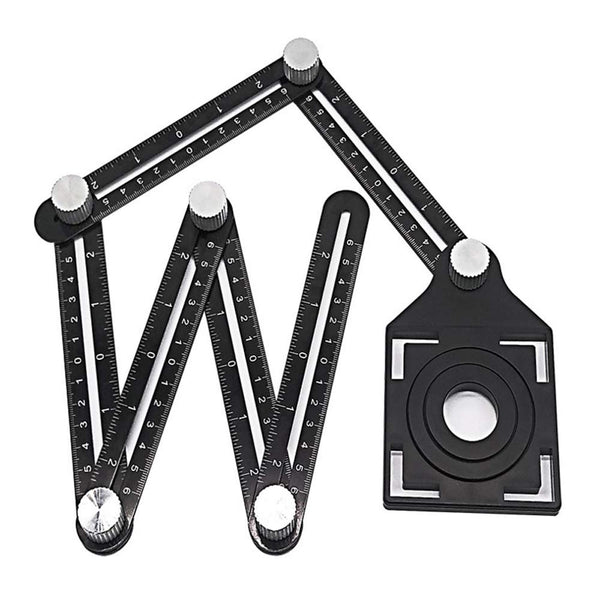 Six-Sided Aluminum Alloy Angle Measuring Tool - Full Metal Template Tool for Handymen Builders DIY