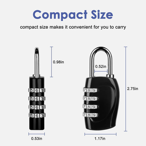 4 Digit Combination Lock Outdoor Padlock for School Gym Locker Outdoor Waterproof Padlock for School Gym Locker, Storage Unit,Garages, Sports Locker, Toolbox, Hasp Storage (2 Pack Black) by Greoil