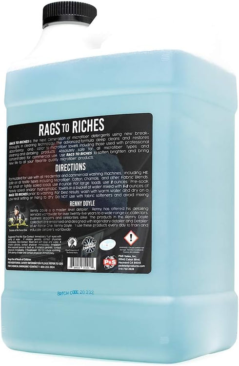 P & S PROFESSIONAL DETAIL PRODUCTS - Rags to Riches Premium Microfiber Detergent, Deep Cleans and Restores, Safe on All