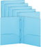 Plastic Folders with Pockets and Prongs, 6 Pc Blue Two Pocket Folder with Brads for Letter Size Sheets