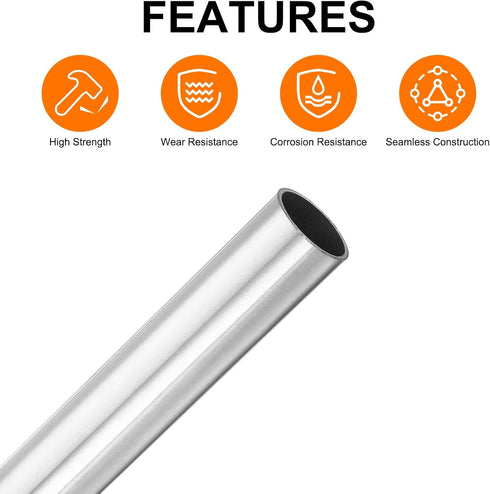 uxcell 4Pcs 304 Stainless Steel Tube, OD 25mm x 1.5mm Wall Thick, 150mm Length Capillary Metal Tubing