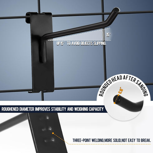 Gridwall Hooks 60 Pcs, 10 Inch Heavy Duty Display Hooks for Grid Wall Panels Accessory Storage (Black)