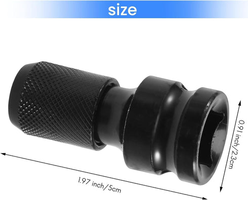 1/2 inch Square to 1/4 inch Black Hex Ratchet Socket Wrench Adapter Spanner Set, Drive Converter Impact Tool