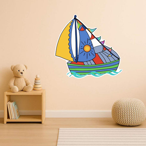 Azeeda (DW00162638) 'Toy Sailing Boat' White Premium Vinyl Decal Sticker Waterproof, Durable & Easy to Apply - Ideal
