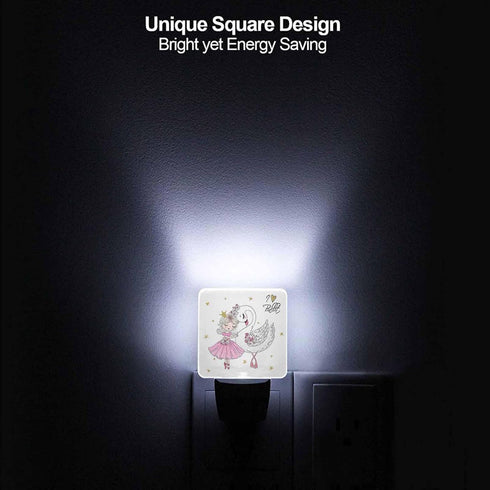 Chrobak LED Night Light,Ballerina Girl with Swan LED Night Light Plug into Wall with Dusk to Dawn Light Sensor White