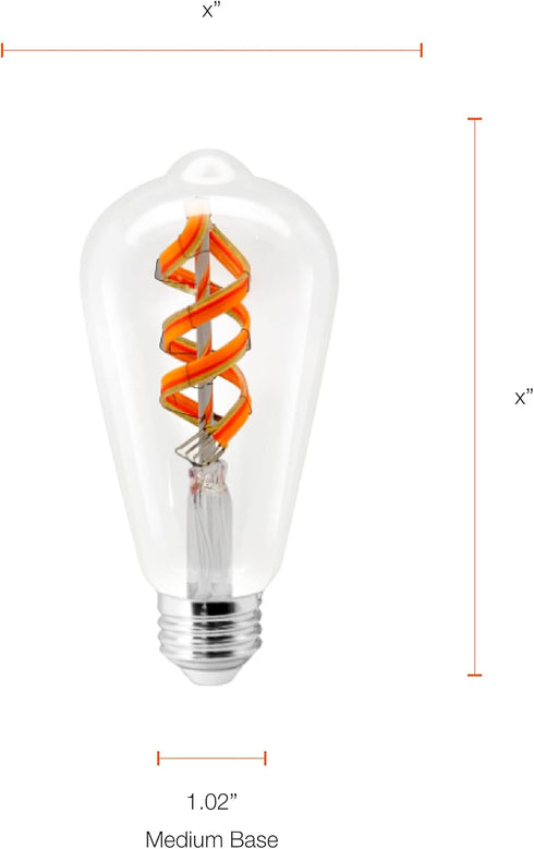 ST19 Bulb, 7W 2000K, 1 Pack (75809) Sylvania WiFi LED Smart RGBW Color and Amber Finish Filament Light Efficient
