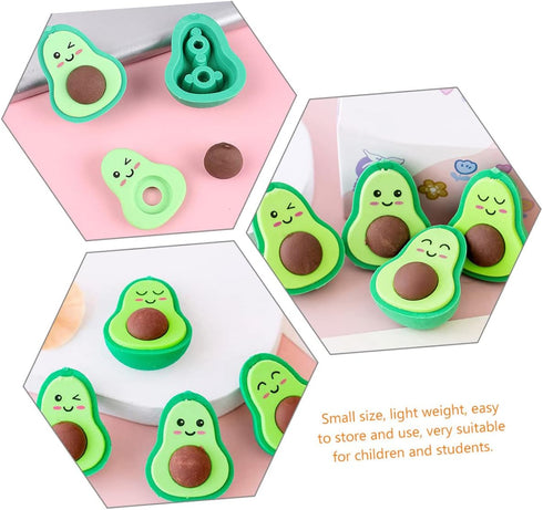 Ciieeo 108 Pcs Adorable Avocado Erasers - Cartoon Rubber Kids Erasers for Toddlers, Basket Stuffer