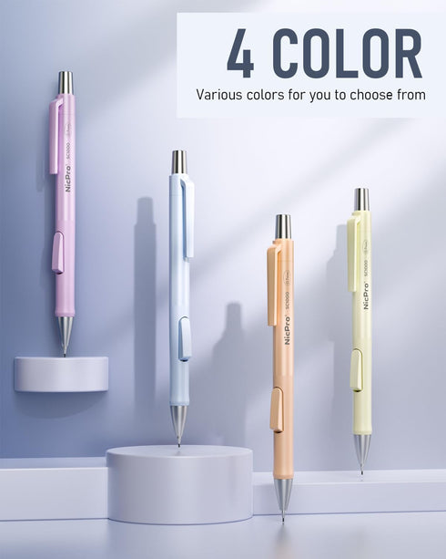 Nicpro 8 Pack 0.7mm Pastel Mechanical Pencil Set, Fast Click Aesthetic Drafting Pencils with 480PCS HB Lead