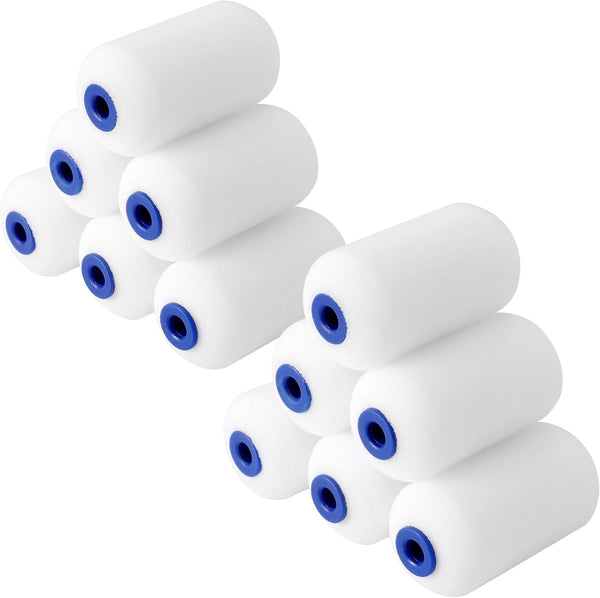 WORKPRO Small Paint Roller 2.5 inch, 12-Pack Mini Foam Roller Covers for Touch-Up and Art Crafts