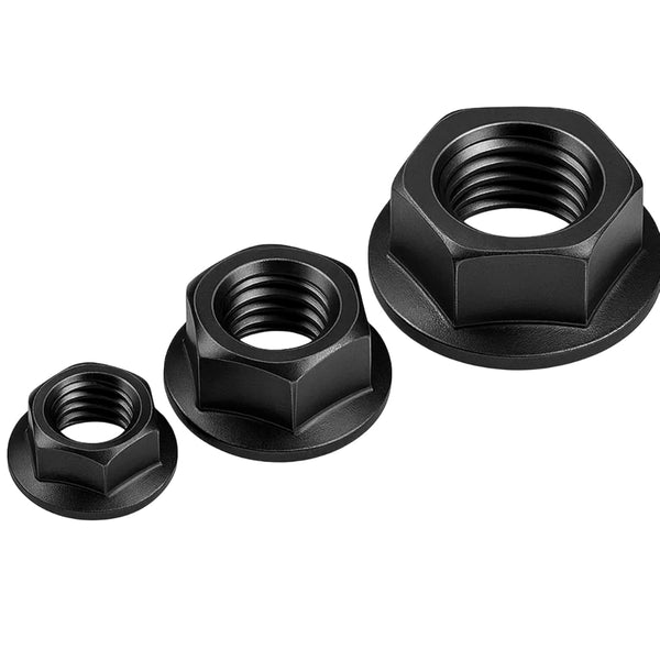 Metal Spacers Online M8 x 1.25 Thread Flange Nuts 10 Pack Black Zinc Steel, Grade