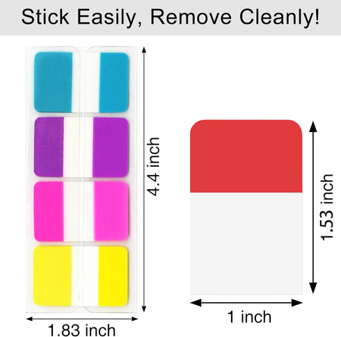 KICNIC Sticky Index Tabs 240 Pcs, 1 Inch Divider Tabs, Self-Adhesive Page Marker Bookmark, 3 Dispensers, 20 Pcs/Color