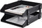 Leather Desk Organizer, 2-Tier Stackable Letter Tray Holder for Document, Stationery, Magazines, Black
