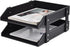 Leather Desk Organizer, 2-Tier Stackable Letter Tray Holder for Document, Stationery, Magazines, Black