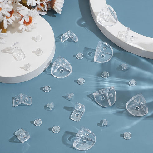 20 Set 2 90 WADORN Styles Clear Acrylic Corner Bracket, Clear Right Angle Triangle Brackets Removable Degree Support